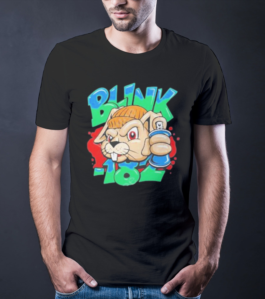 Blink-182 Senpapi Gabshiba Graffiti-Style Cartoon With Spray Can T-Shirt