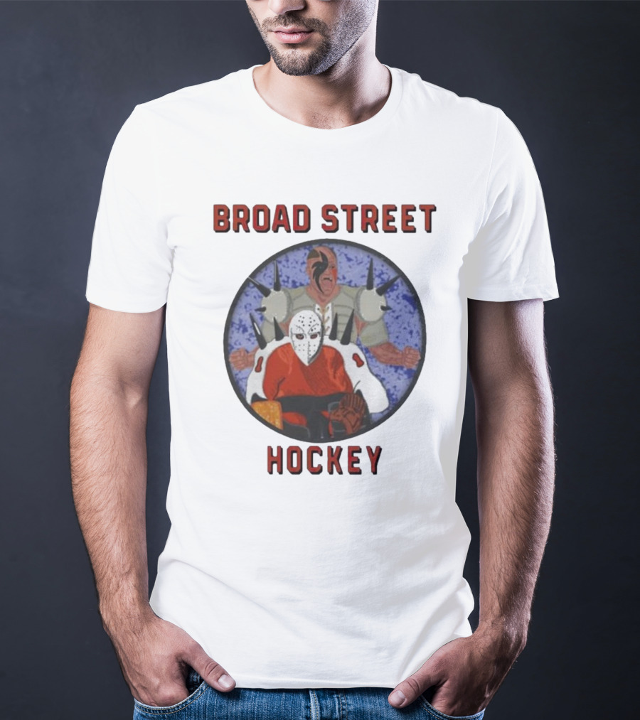 Broad Street Hockey Masked Player And Spiked Warrior T-Shirt