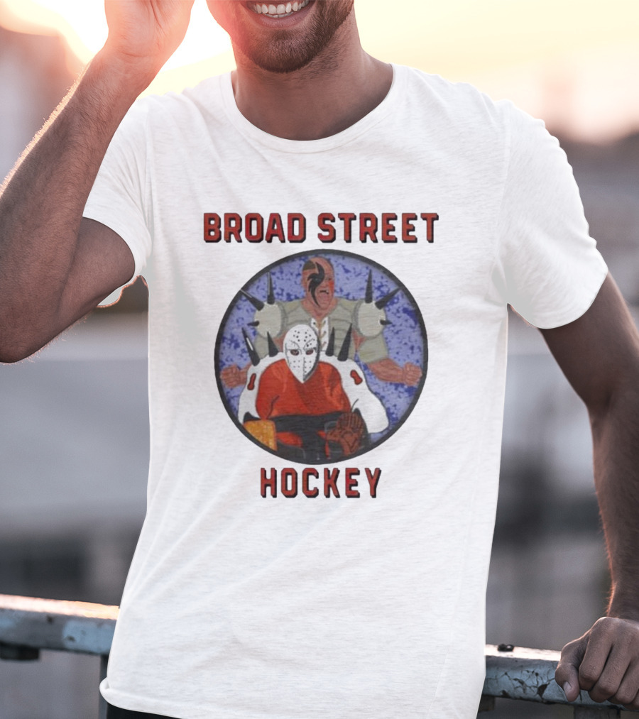 Broad Street Hockey Masked Player And Spiked Warrior T-Shirt