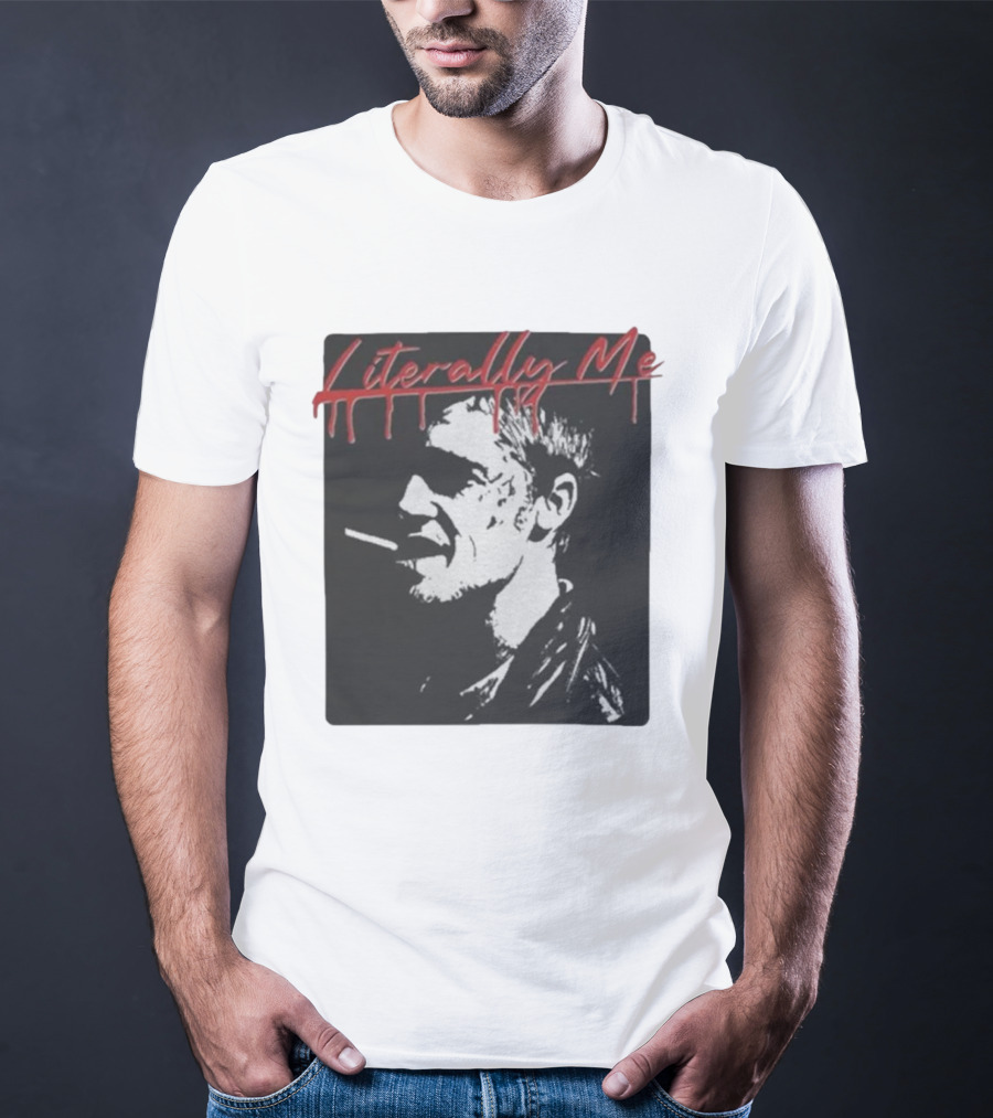 Literally Me Tyler Durden Smoking Silhouette Black And Red T-Shirt