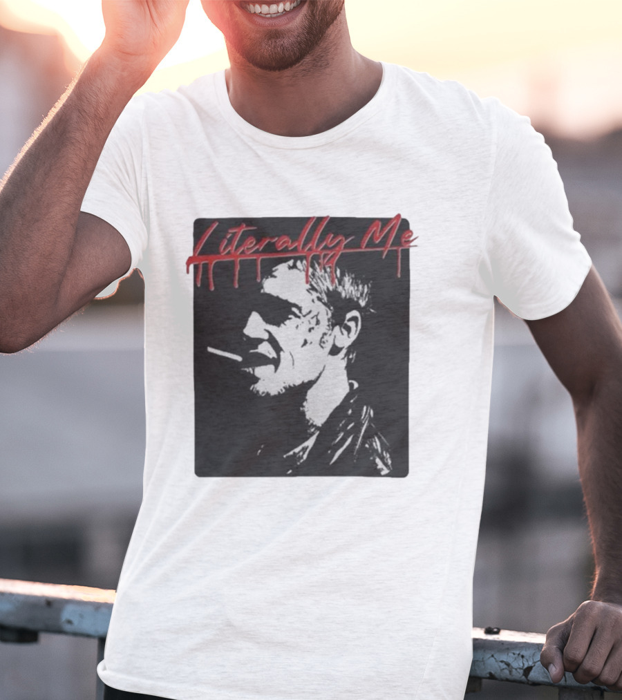 Literally Me Tyler Durden Smoking Silhouette Black And Red T-Shirt