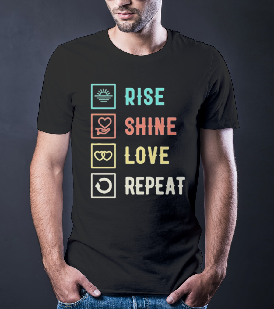 Rise Shine Love Repeat Icons T-Shirt