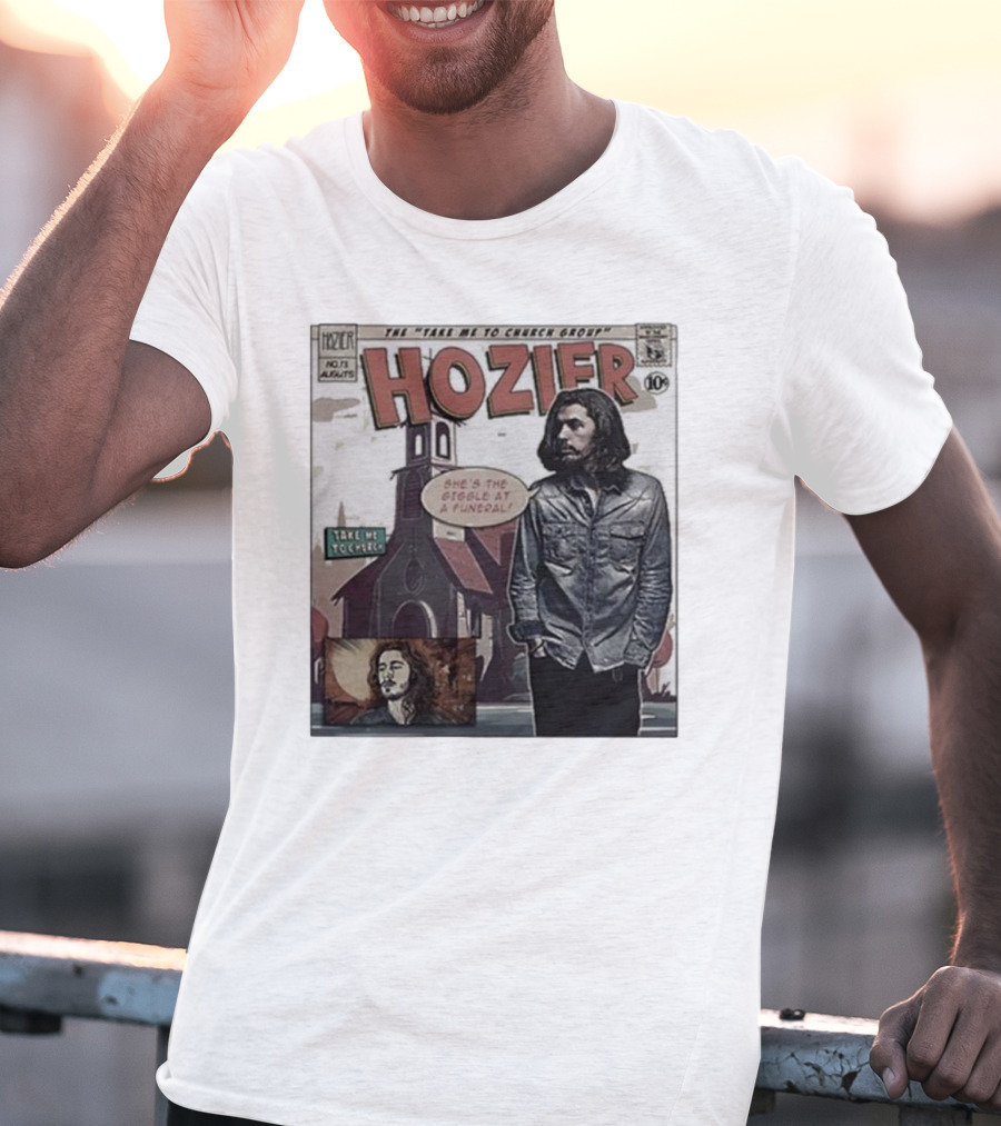 Hozier Comic Style Art She's The Giggle At A Funeral Take Me To Church T-Shirt
