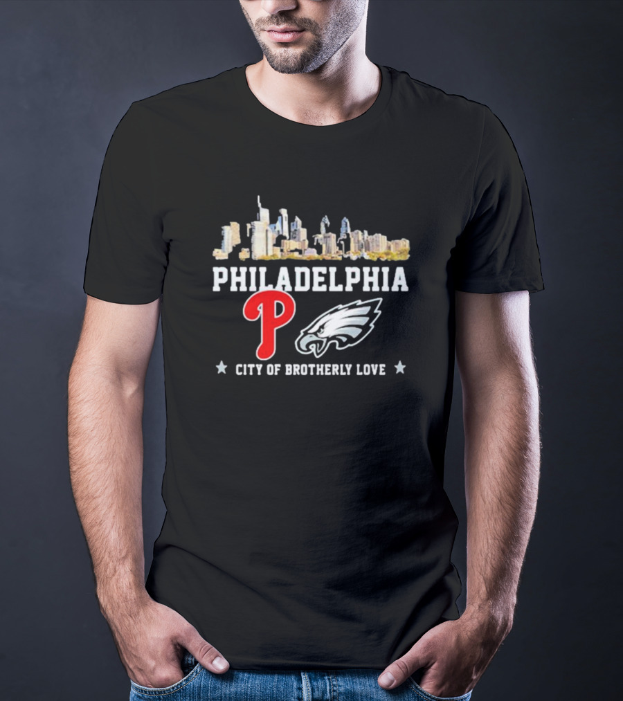 Philadelphia City Of Brotherly Love Skyline Philadelphia Eagles Phillies T-Shirt
