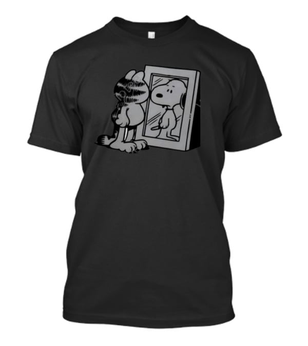 Garfield Snoopy Reflection In Mirror T-Shirt