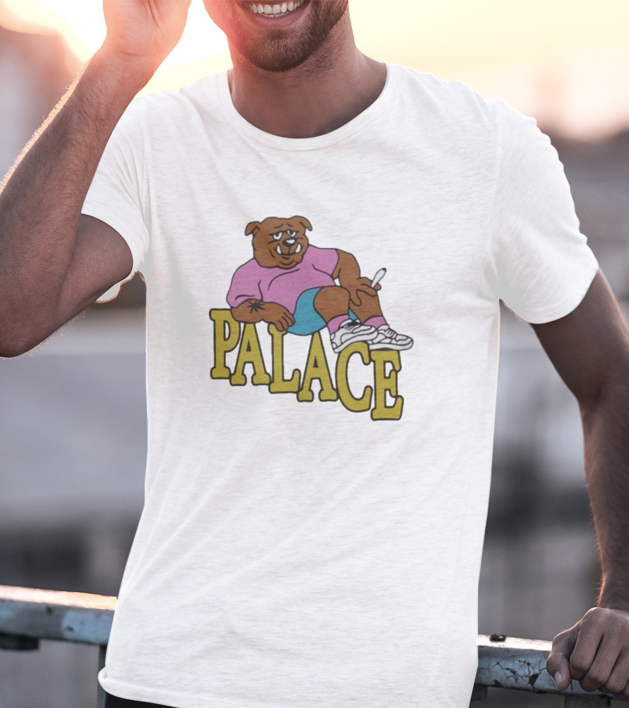 Palace Bulldog Relaxing With Cigarette Over T-Shirt