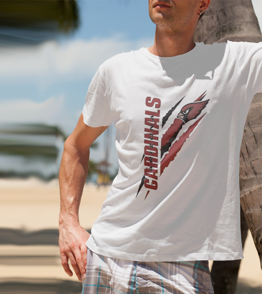 Arizona Cardinals Vertical Scratch Logo NFL Fan Gear T-Shirt
