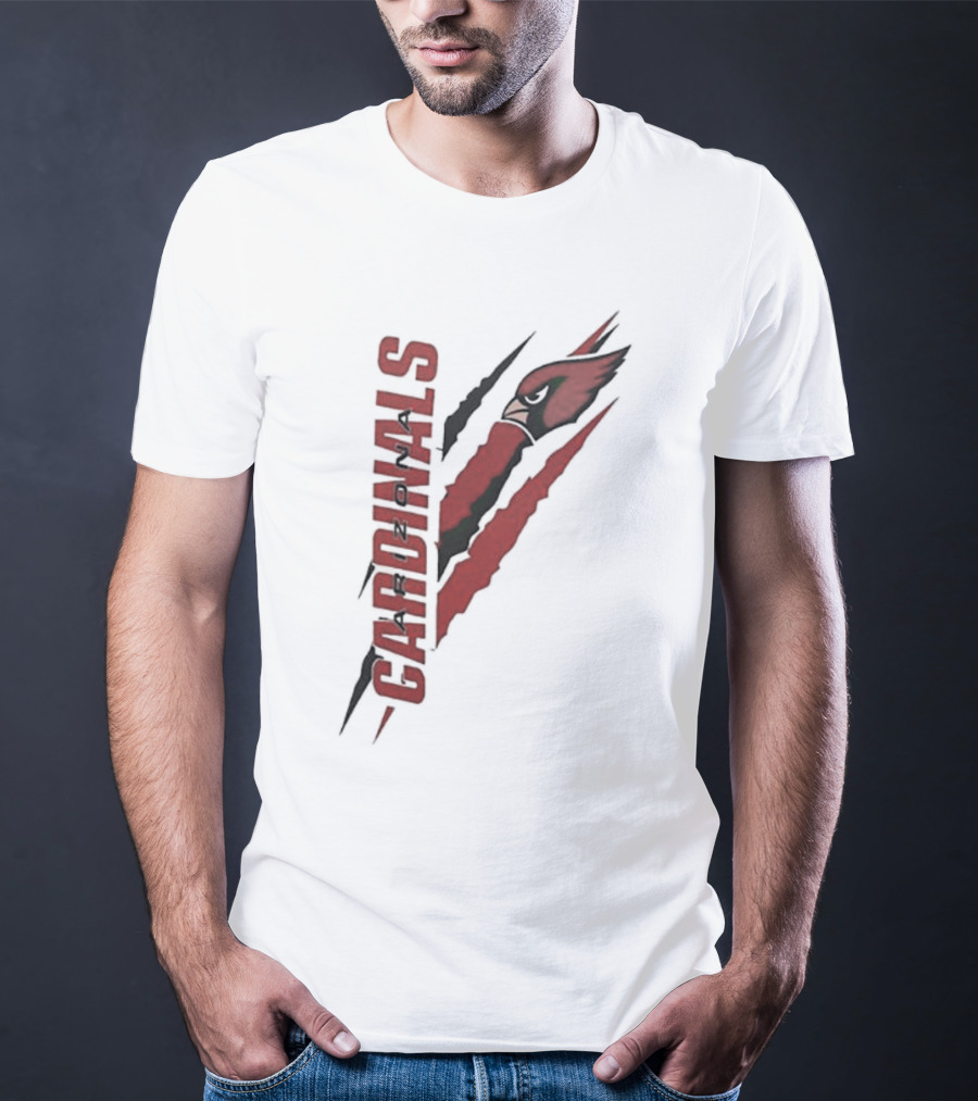 Arizona Cardinals Vertical Scratch Logo NFL Fan Gear T-Shirt