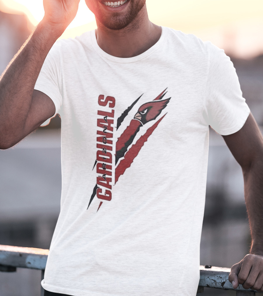Arizona Cardinals Vertical Scratch Logo NFL Fan Gear T-Shirt