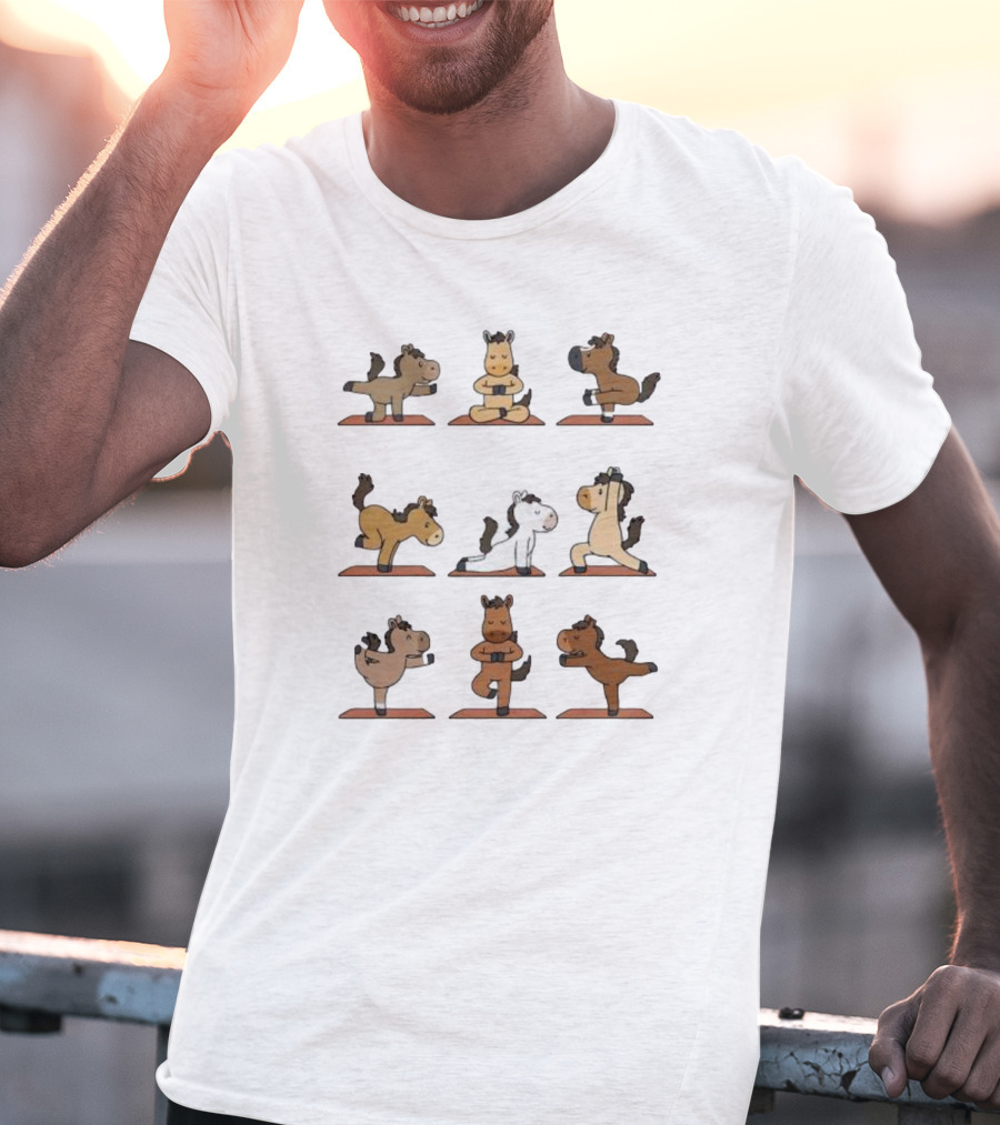 Cute Horse Practice Yoga For Good Health Yoga Poses Collection T-Shirt