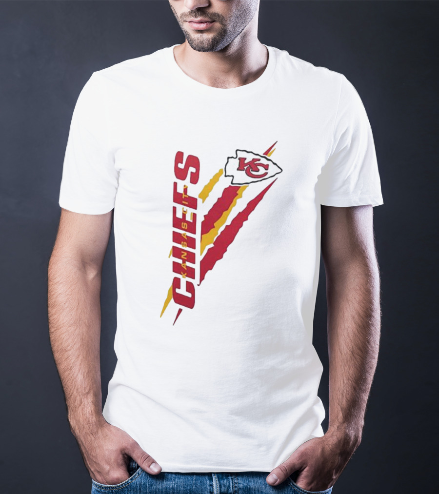 Kansas City Chiefs KC Red Yellow Scratch Design Starter T-Shirt
