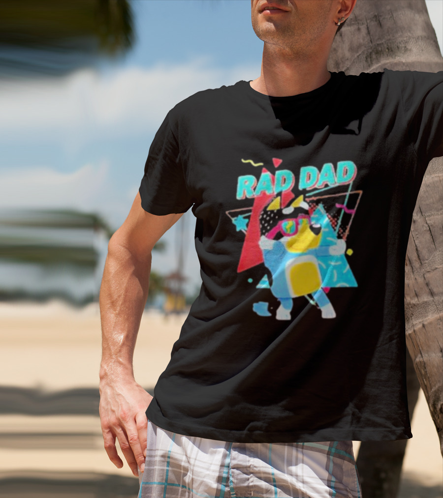 Rad Dad Colorful 80s Style Dog T-Shirt