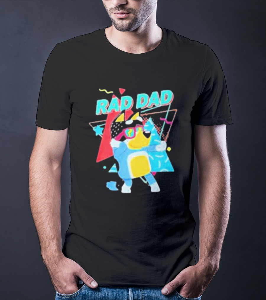 Rad Dad Colorful 80s Style Dog T-Shirt