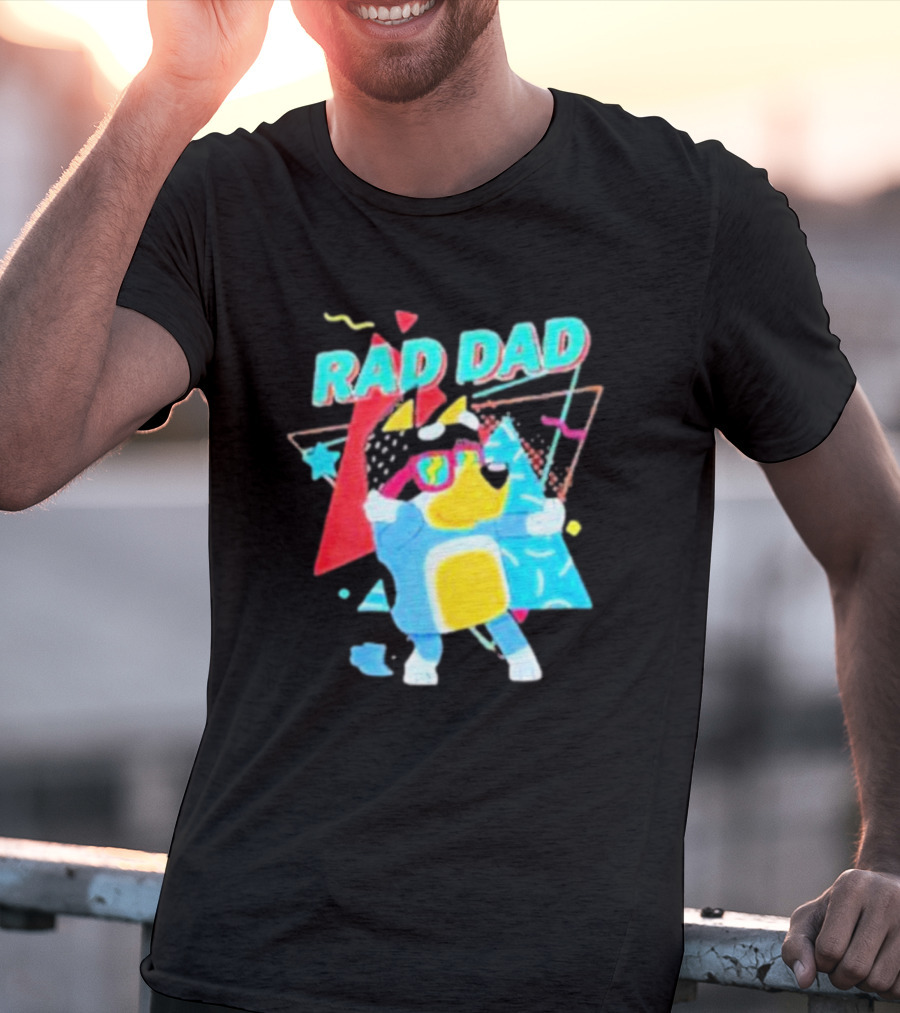 Rad Dad Colorful 80s Style Dog T-Shirt