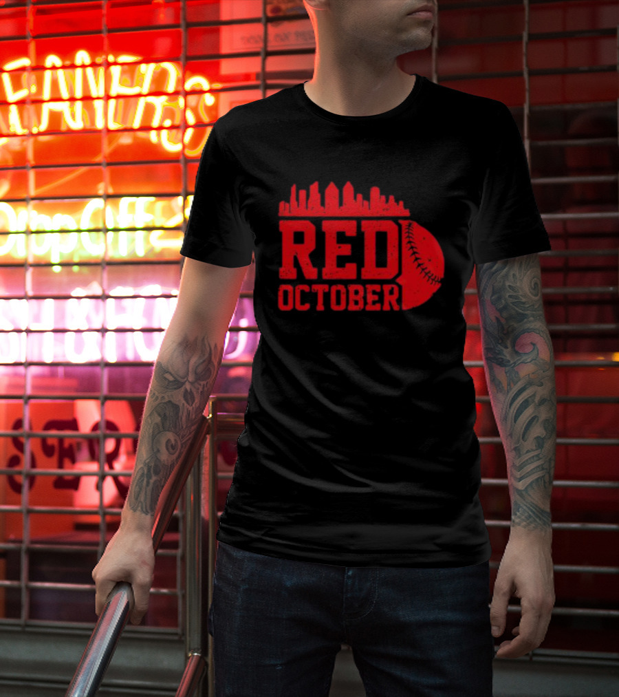 Philly Philadelphia Red October Baseball Skyline T-Shirt