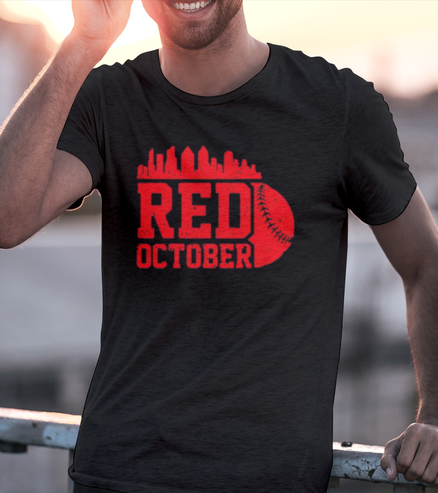 Philly Philadelphia Red October Baseball Skyline T-Shirt