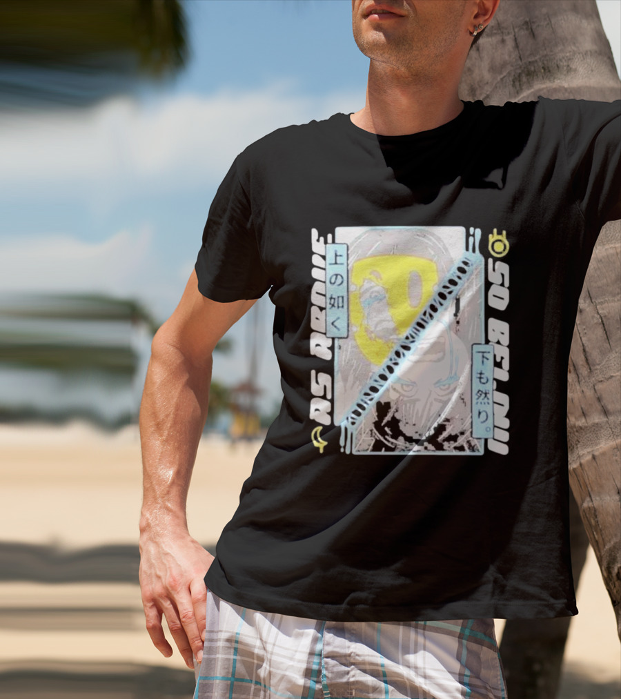 As Above So Below Yellow Mask Dual Face T-Shirt