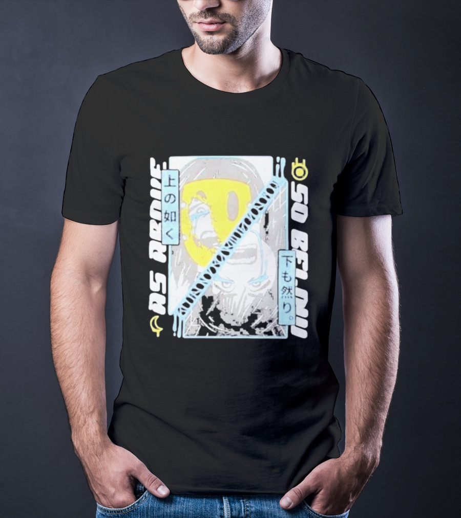 As Above So Below Yellow Mask Dual Face T-Shirt