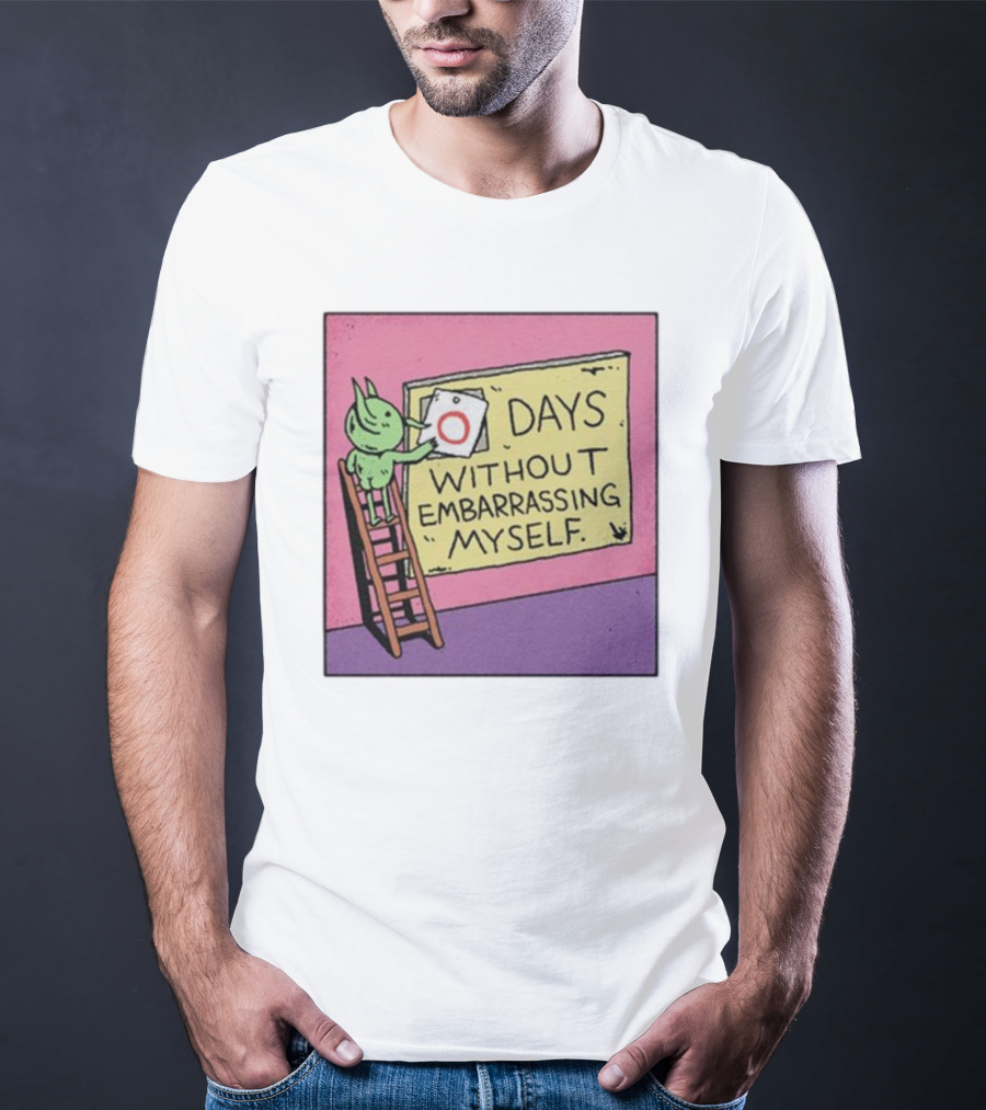 Days Without Embarrassing Myself With Green Character Placing Zero On Ladder T-Shirt