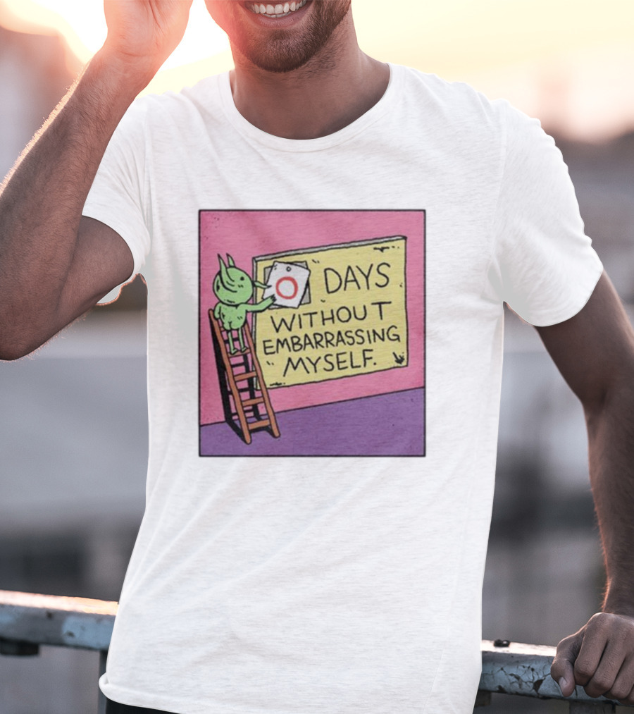Days Without Embarrassing Myself With Green Character Placing Zero On Ladder T-Shirt