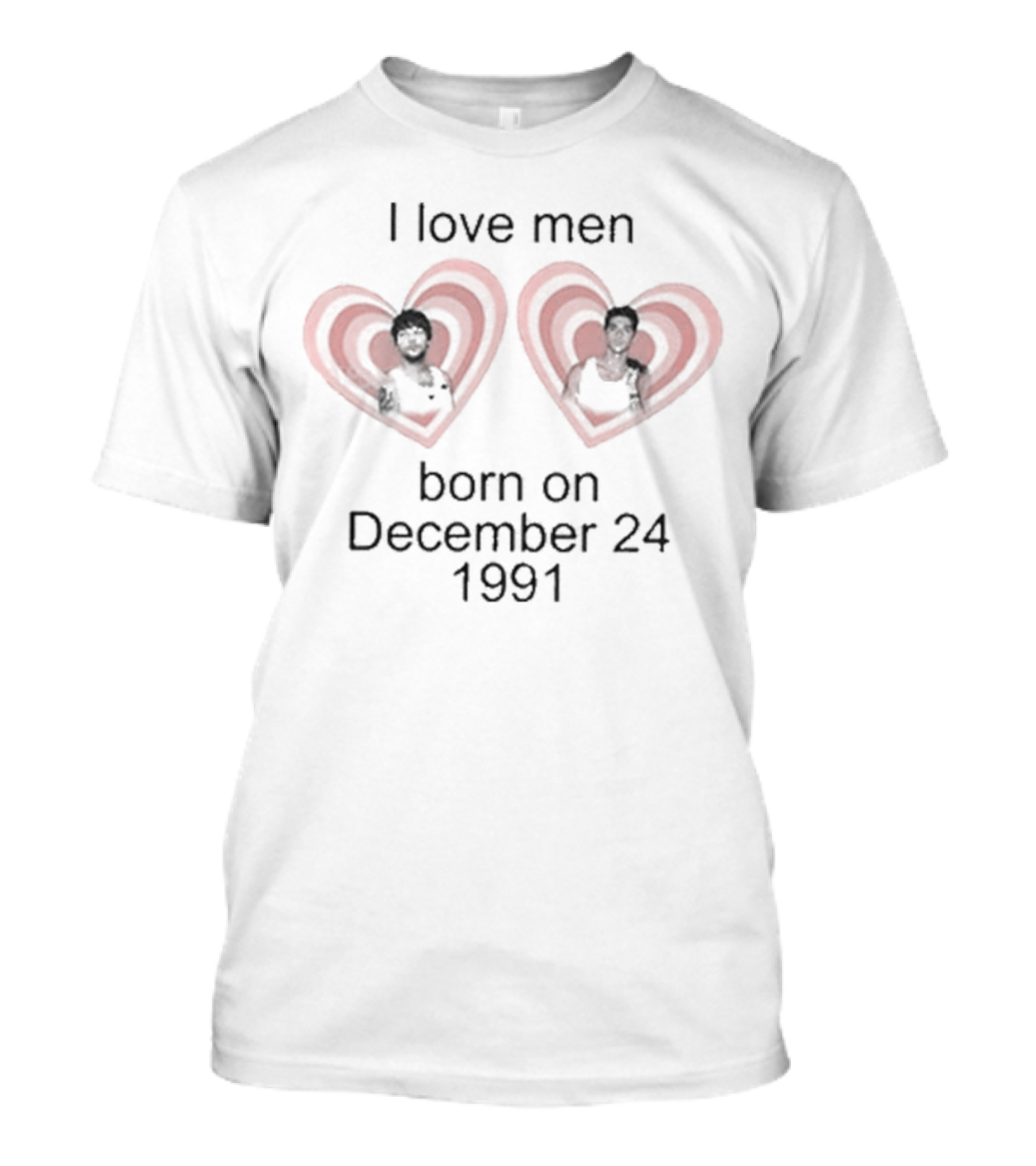 I Love Men Born On December 24 1991 Heart T-Shirt