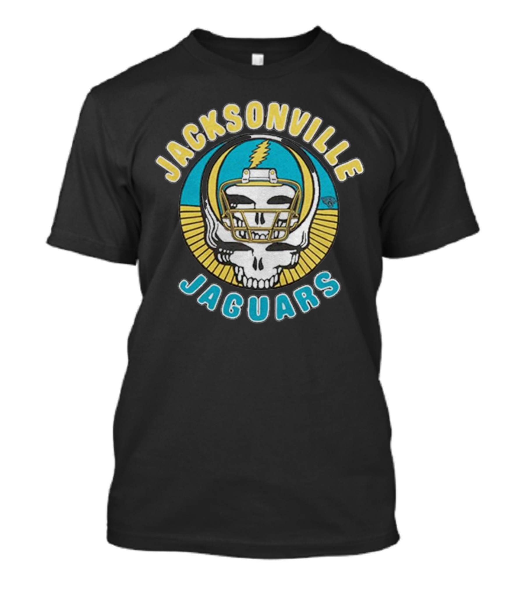 Jacksonville Jaguars Grateful Dead Skull Lightning Bolt Helmet Collaboration T-Shirt