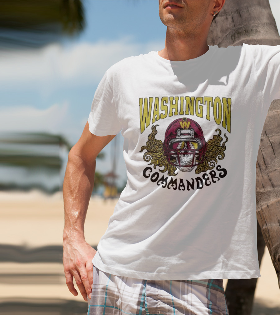 Washington Commanders Grateful Dead NFL Skull Helmet Collaboration T-Shirt