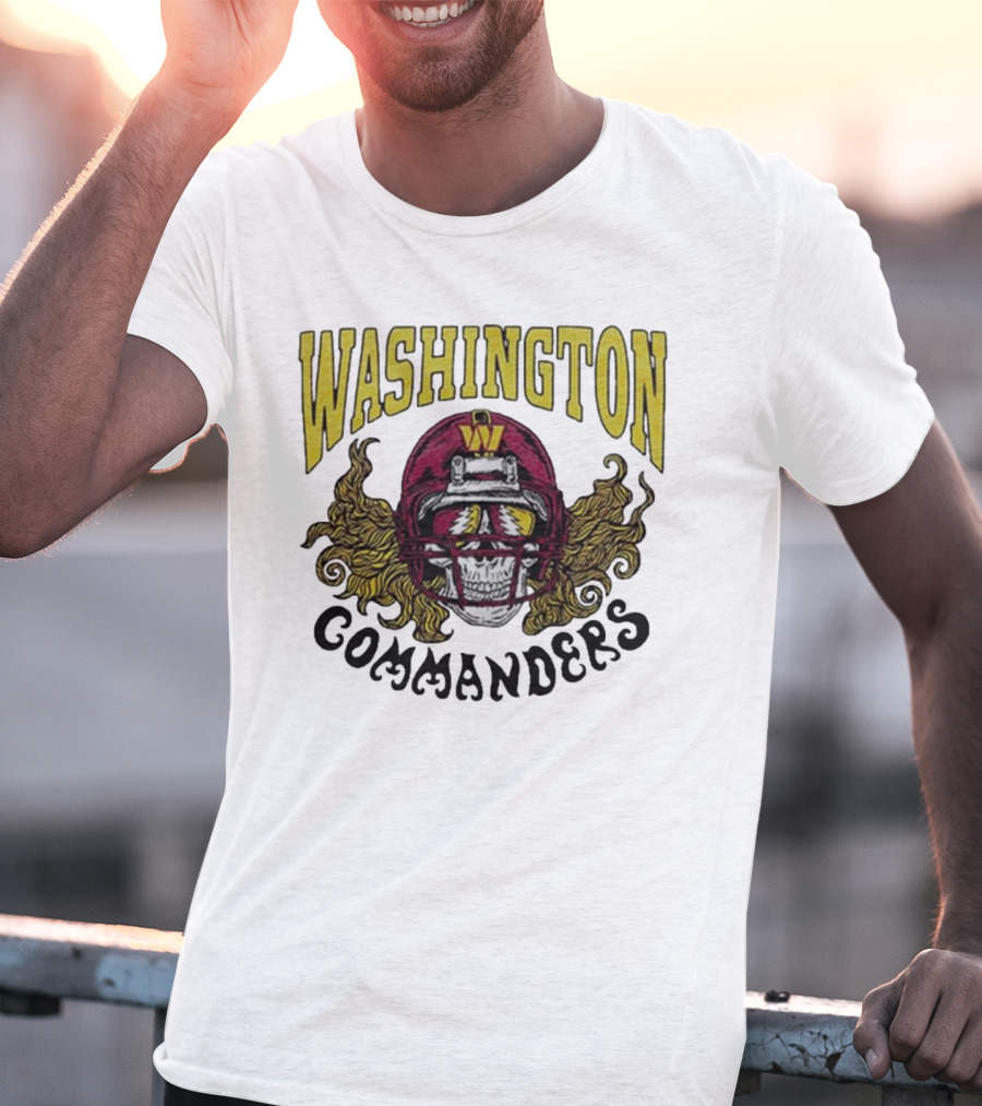 Washington Commanders Grateful Dead NFL Skull Helmet Collaboration T-Shirt