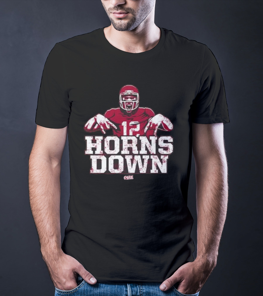 Horns Down 12 Oklahoma College Fans Football Player Gesture T-Shirt