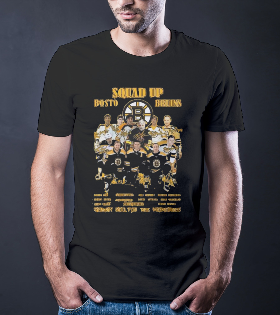 Squad Up Boston Bruins Bobby Orr Phil Esposito Zdeno Chara Thank You For The Memories T-Shirt