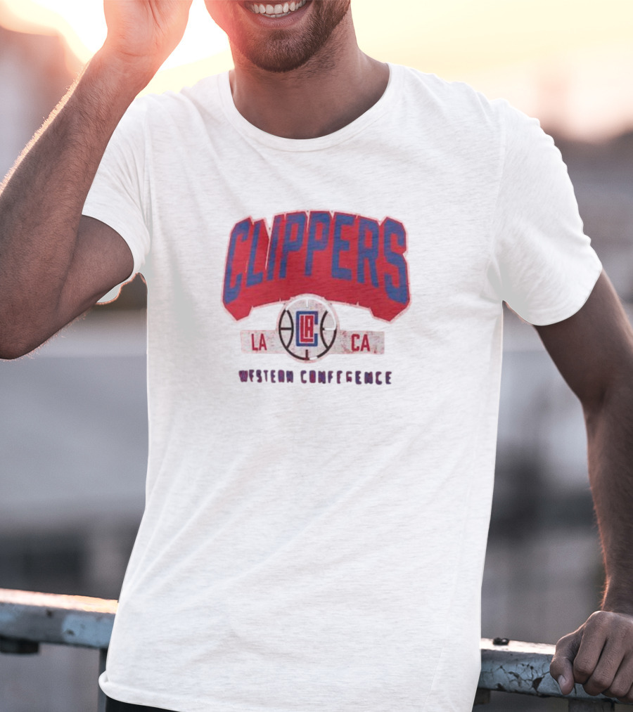 Clippers LA CA Western Conference Front Court Press Snow Wash T-Shirt