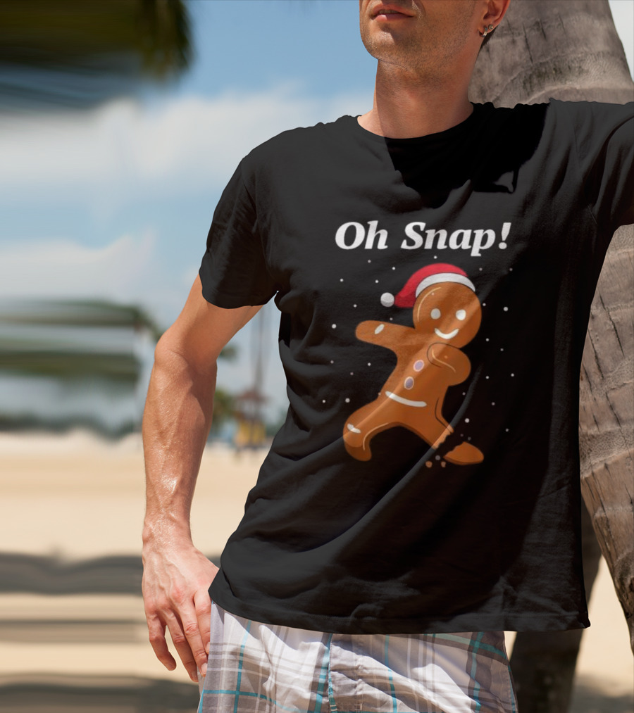 Oh Snap Gingerbread Merry Christmas Cookie Santa Hat T-Shirt