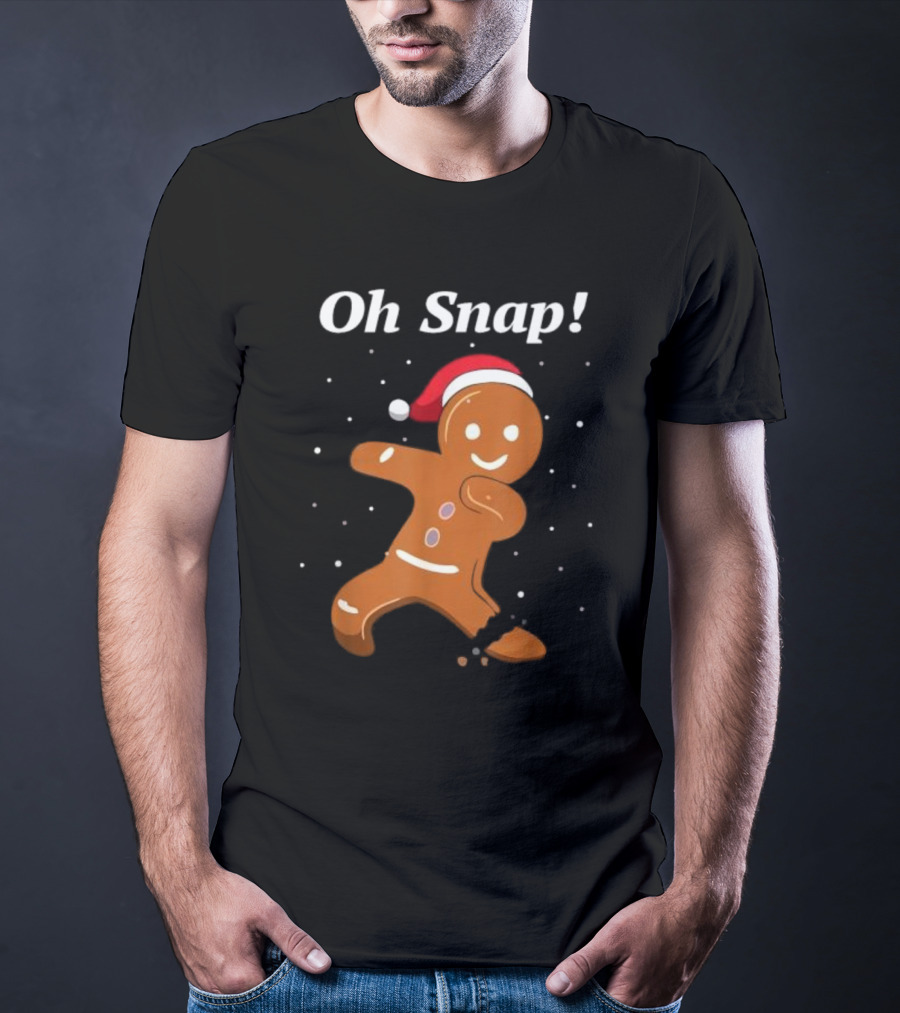 Oh Snap Gingerbread Merry Christmas Cookie Santa Hat T-Shirt