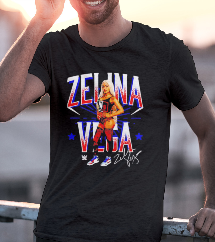 Zelina Vega LWO Signature WWE Red Blue Star T-Shirt