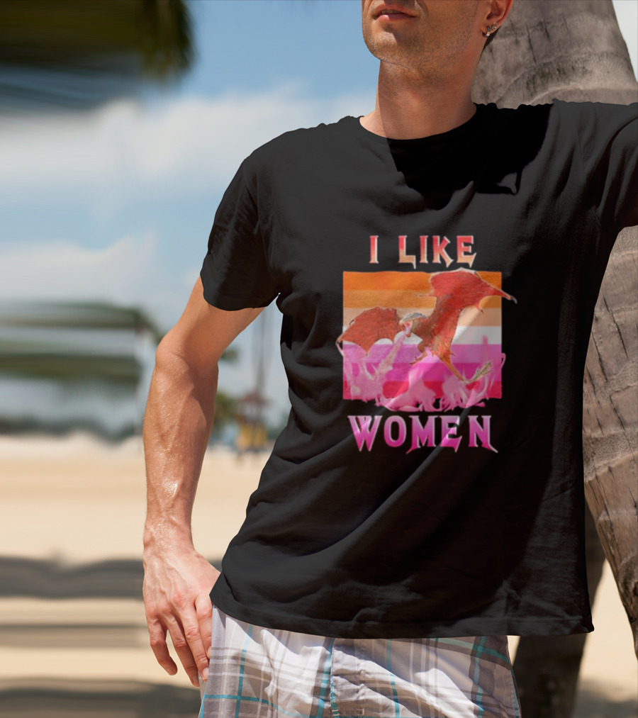 I Like Women Dragon Lesbian Flag T-Shirt