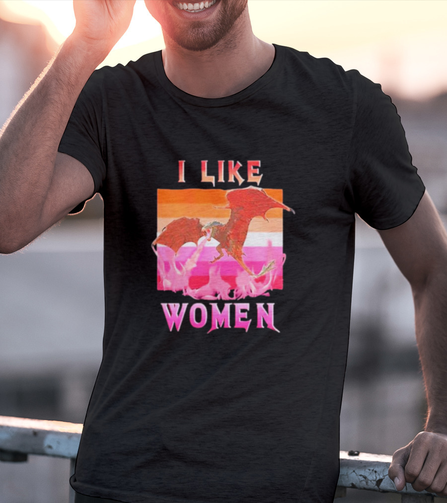 I Like Women Dragon Lesbian Flag T-Shirt