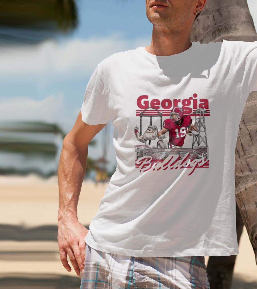 Georgia Bulldogs Brock Bowers Sanford Stadium Collegiate Landmarks T-Shirt