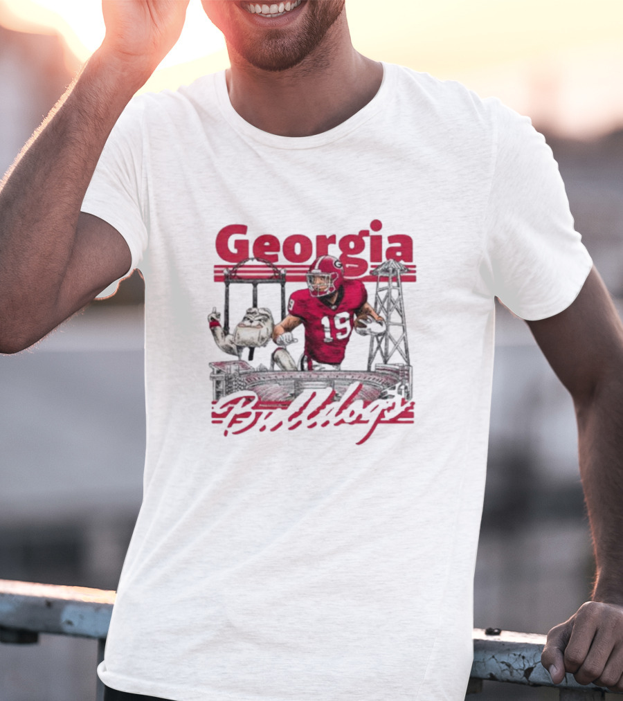 Georgia Bulldogs Brock Bowers Sanford Stadium Collegiate Landmarks T-Shirt