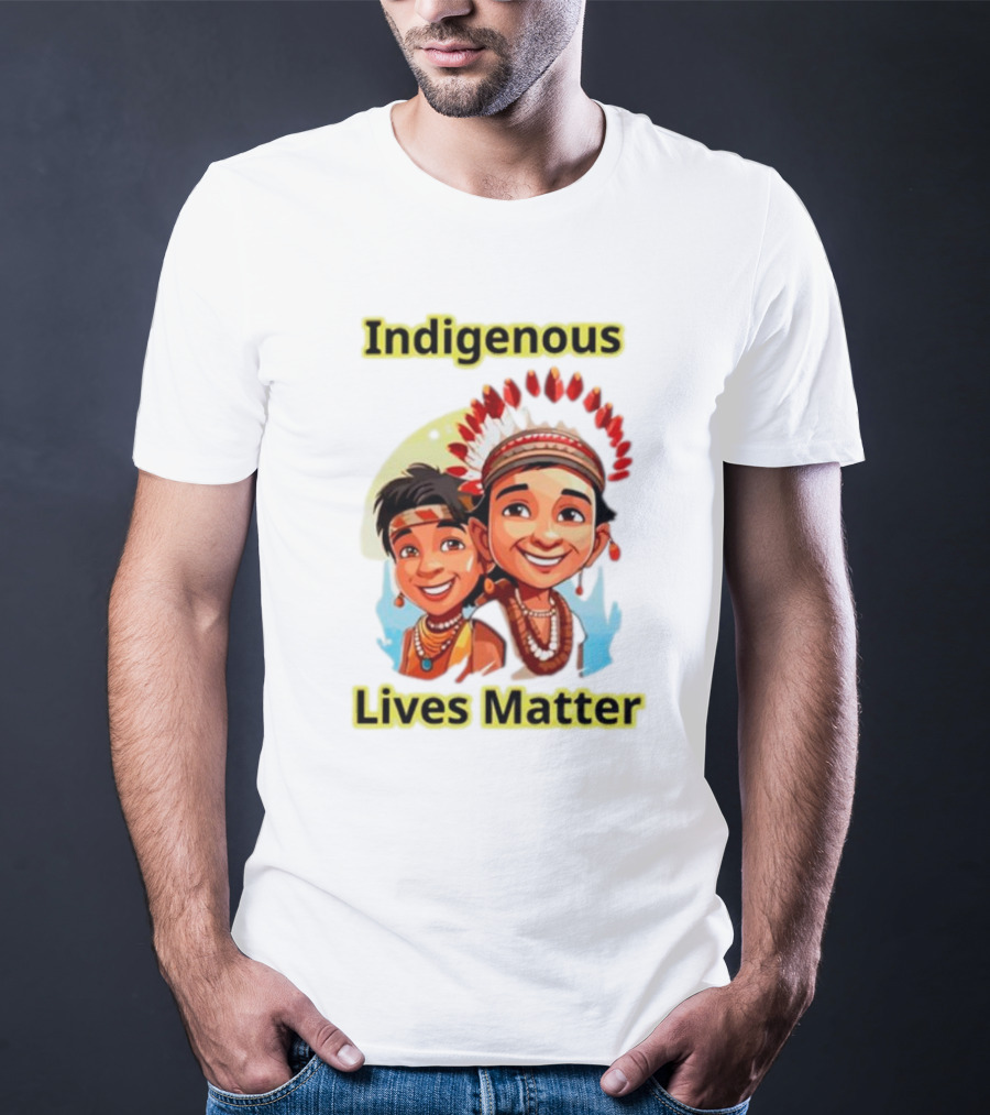 Indigenous Lives Matter Smiling Children Wearing Traditional Headdress T-Shirt