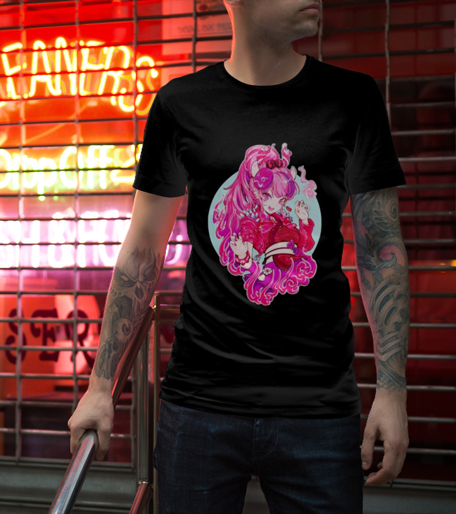Invasion Club Ironmouse Pink Anime Character Art Collaboration T-Shirt