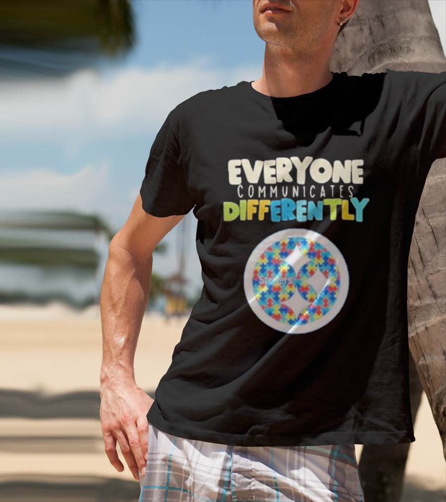 Everyone Communicates Differently Steelers Puzzle T-Shirt