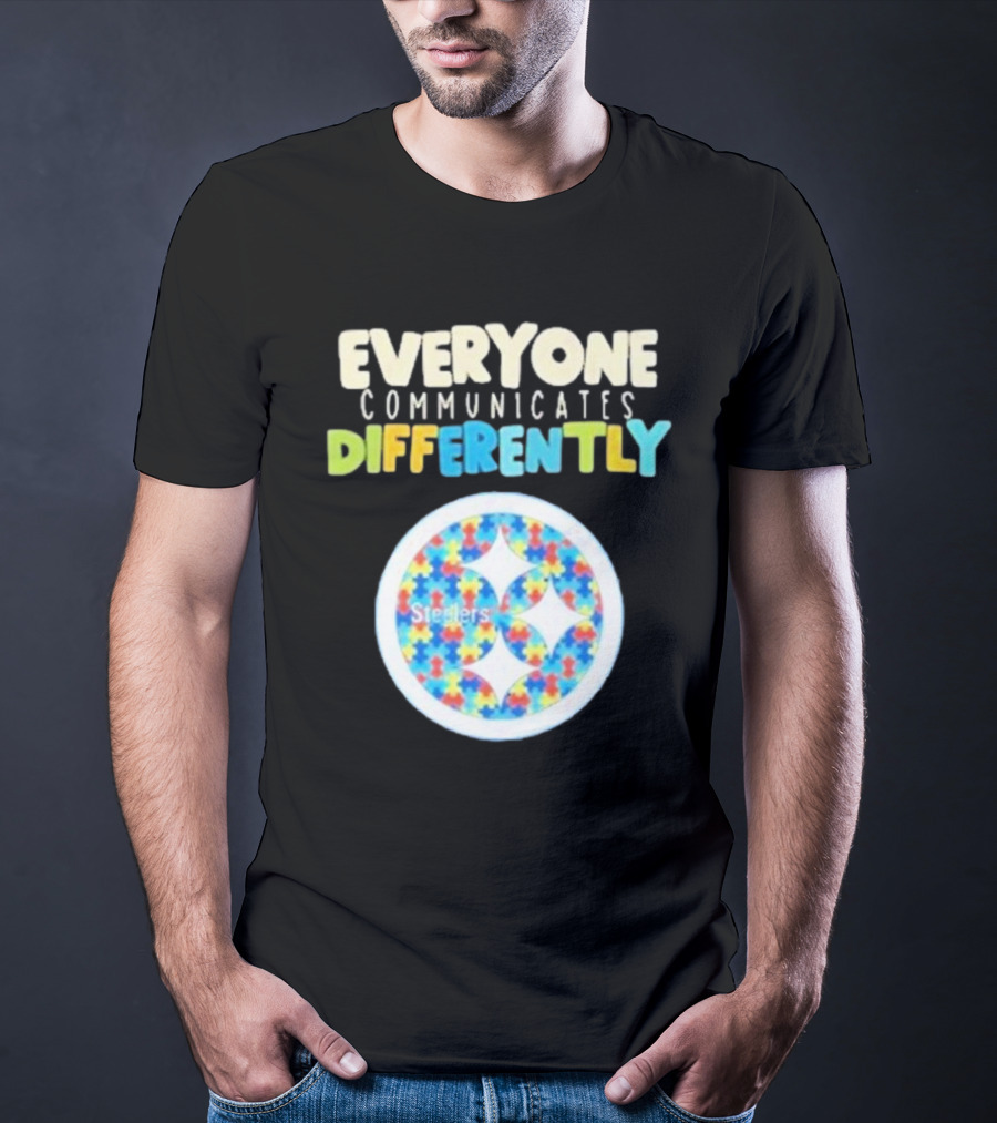 Everyone Communicates Differently Steelers Puzzle T-Shirt