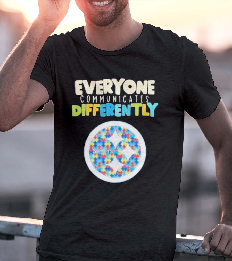 Everyone Communicates Differently Steelers Puzzle T-Shirt