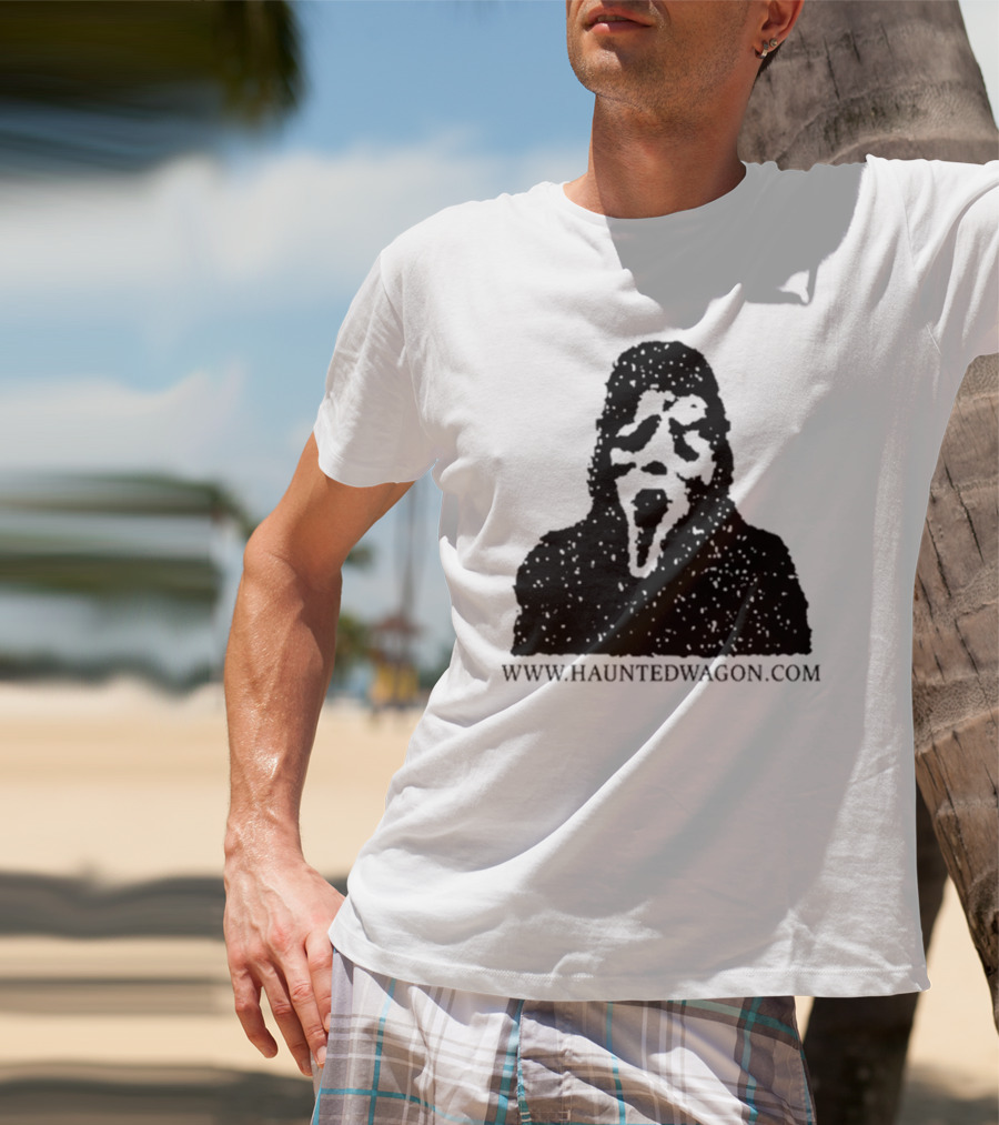 Onlineceramics Haunted Wagon Scream Mask Silhouette Www.hauntedwagon.com T-Shirt