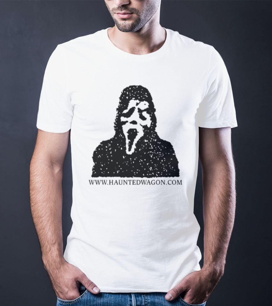 Onlineceramics Haunted Wagon Scream Mask Silhouette Www.hauntedwagon.com T-Shirt