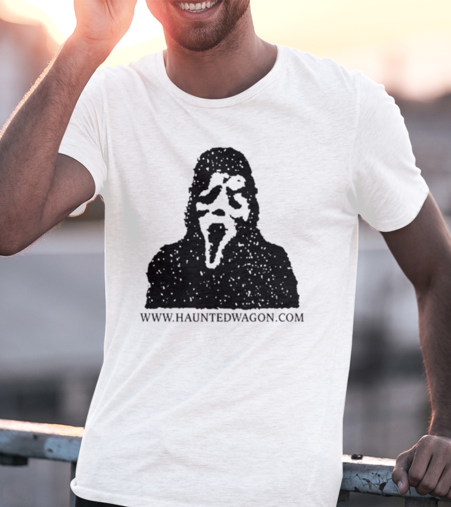 Onlineceramics Haunted Wagon Scream Mask Silhouette Www.hauntedwagon.com T-Shirt