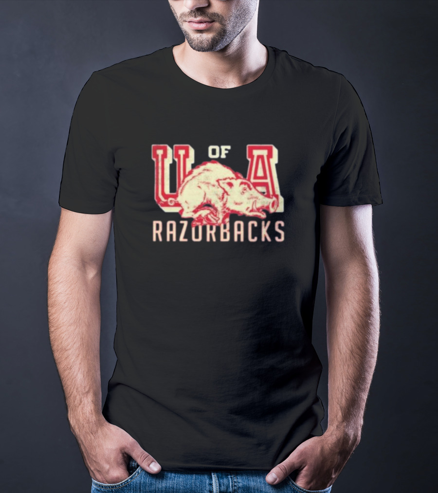 U Of A Razorbacks Retro Script University Of Arkansas Vault T-Shirt