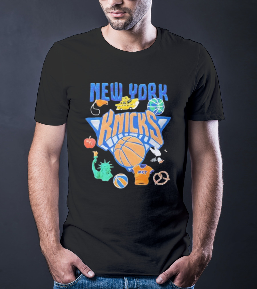 New York Knicks NBA Market Claymation NYC Basketball Iconic Symbols T-Shirt