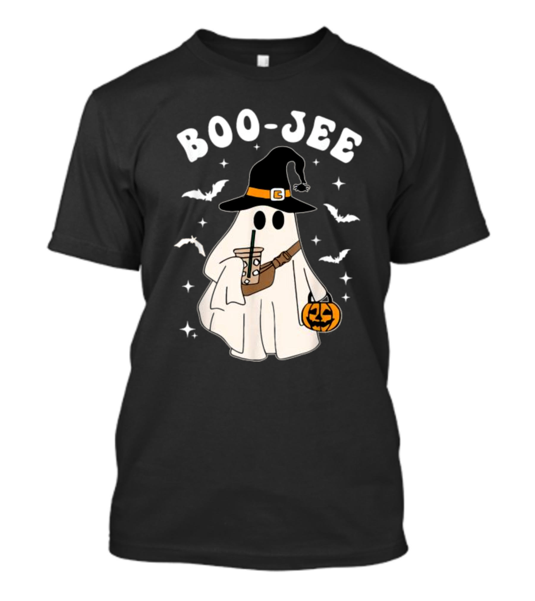 Boo Jee Ghost Halloween Costume Witch Hat Coffee Pumpkin T-Shirt