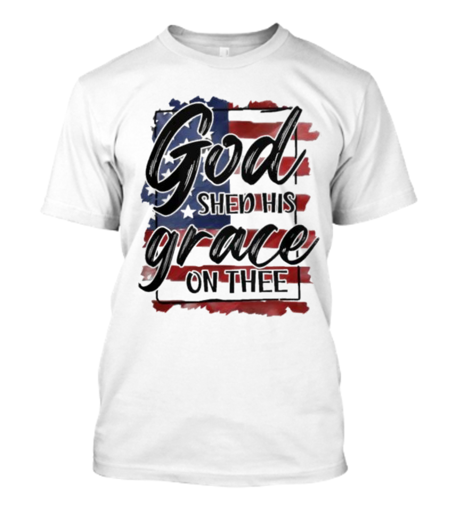 God Shed His Grace On Thee American Flag USA Patriotic T-Shirt